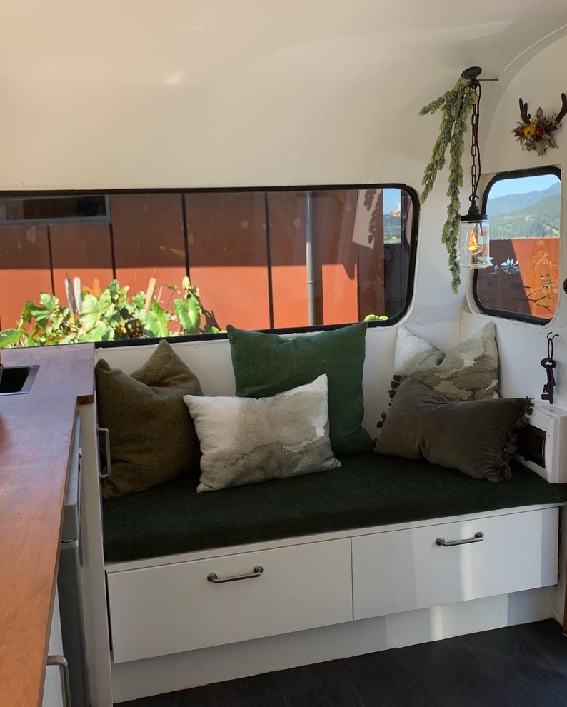 Vinnie's interior seating nook styled with linen cushions